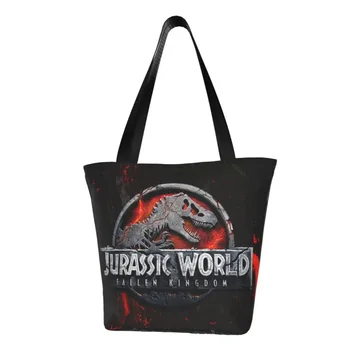 Сумка для покупок из вторичной переработки, женская холщовая сумка-тоут, моющиеся сумки для покупок с научно-фантастическим динозавром