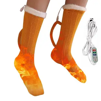 USB-носок с электрическим подогревом, унисекс, носки с подогревом для женщин, заряжающие пивной стакан, Электрические носки для зимних лыж, кемпинга, пеших прогулок, езды на велосипеде