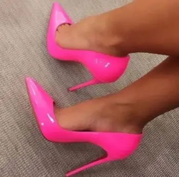 Carpaton/ модные розово-розовые туфли из лакированной кожи на высоком каблуке, пикантные женские туфли-лодочки на тонком каблуке с острым носком, очень высокие вечерние свадебные туфли