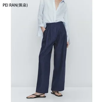 PEI RAN минус два карго y2k брюки-карго Летние брюки для женщин брюки-карго для девочек элегантное женское платье льняные брюки