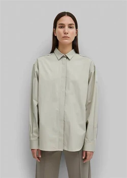 Женская рубашка из Швеции, высококачественная женская однотонная рубашка в полоску с длинным рукавом, модный бренд, Однотонный топ, осенне-весенняя Свободная рубашка