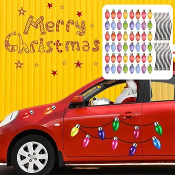 Светоотражающая лампочка, украшения на магнитах, наклейка на автомобиль, холодильник, Гаражные наклейки для рождественского оформления окна почтового ящика в машине