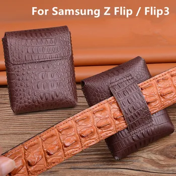 Поясная сумка ручной работы из натуральной кожи, чехол для SAMSUNG Galaxy Z Flip4 Flip 3, чехол с магнитной застежкой из крокодилового масла и воска
