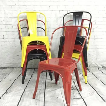 Обеденные стулья Дизайнерские перекладины Стулья со спинками из листового железа в современном индустриальном стиле, скандинавские бытовые Складные Металлические обеденные стулья