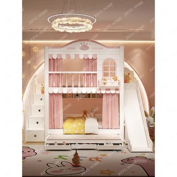 Верхняя и нижняя двухъярусные детские кровати Girl Princess Bed 1.2 Многофункциональные 1.5 с возможностью перемещения вверх и вниз по ширине кровати-домика на дереве