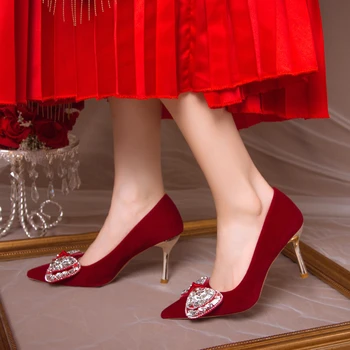 BCEBYL/ Новая Элегантная Женская Обувь на Шпильке С Острым Носком, Украшенная Стразами И Бантом, Свадебная Банкетная Вечеринка На Высоком Каблуке Zapatos Mujer