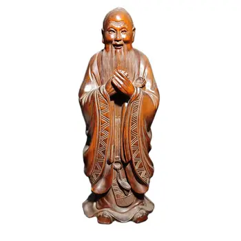 Деревянный орнамент из самшита, статуя Конфуция, резьба, статуэтки для домашнего декора, настольное искусство
