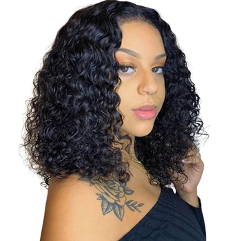 Кружевные парики Curly Bob натурального цвета 13x4, бразильские Кудрявые парики для чернокожих женщин, парик Curly Bob, предварительно выщипанные Кудрявые парики из человеческих волос