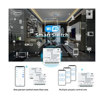 4-Канальный eWeLink WiFi Smart Switch + RF433 Пульт Дистанционного Управления 85-265 В 2,4 Г WiFi Smartlife Модуль Домашней Автоматизации для IFTT Alexa Google Home