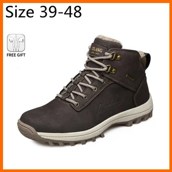 Мужские кожаные ботильоны Xiaomi, короткие плюшевые зимние уличные снегоступы, теплые водонепроницаемые нескользящие мужские рабочие ботинки, Размер обуви 39-48