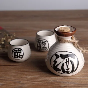 Набор керамических бутылок для китайского ликера, Японского Саке, Корейского Соджу, кофейника и чашек для таверны, ресторана, дома.