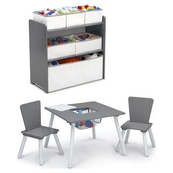 Игровой набор для малышей из 4 предметов, серо-белый школьный стол и стул для детей 