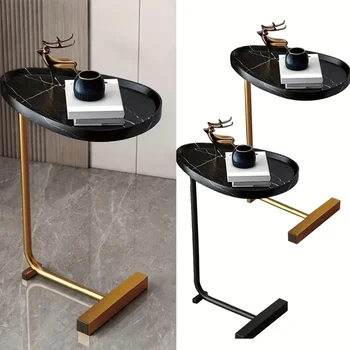 журнальный столик в минималистичном стиле из 1 шт., Современный приставной столик для дивана, Многофункциональный овальный приставной столик