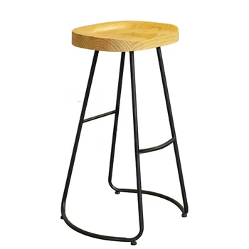 Домашний барный стул для приема гостей, деревянные Металлические ножки, Укрепляющие обеденный барный стул, Черный Высокий Дизайн банкетки, Предметы домашнего обихода