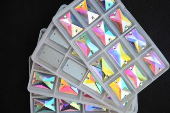 Стеклянный кристалл Прямоугольной формы Пришит К Камню Crystal Clear AB с 2 отверстиями 8*10 мм, 10*14 мм, 13*18 мм, 18*25 мм Восьмиугольные Швейные ювелирные Бусины