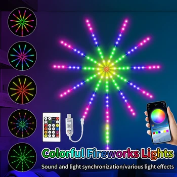 Фейерверк светодиодные ленты RGB Bluetooth приложение Пульт дистанционного управления USB Фейерверк свет для гостиной Вечеринка Праздничный декор Освещение