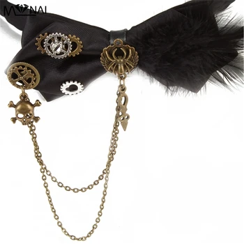 Воротник-чокер в стиле стимпанк с бантом, регулируемое ожерелье, аксессуар для крутой девушки, ювелирные изделия, прямая поставка