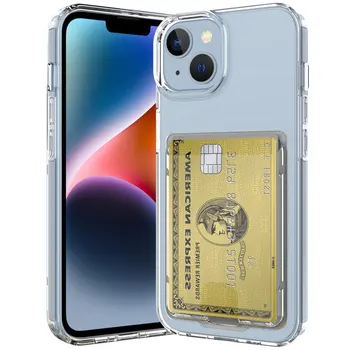 Подходит для iPhone 14 6.1 Кристально чистый держатель для карт с кристальным блеском, приталенный защитный противоударный чехол-бумажник для iPhone 14 Plus 6.7